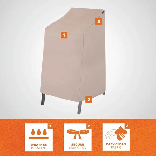 Vista 4 de Modern Leisure Chalet Funda para Silla de Bar Apilable/Respaldo Alto - Tela Resistente a la Intemperie - Protección de Muebles de Exterior Perfecta