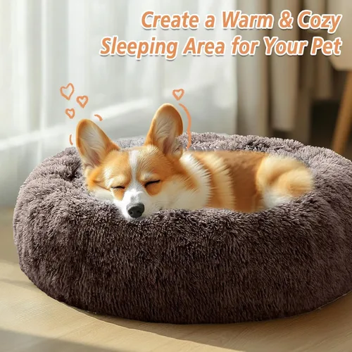 Vista 243 de JOLLYVOGUE Cama Calmante para Perros Pequeños - Cama para Perros Pequeños en Forma de Dona Lavable de 23 Pulgadas para Gatitos y Cachorros, Camas