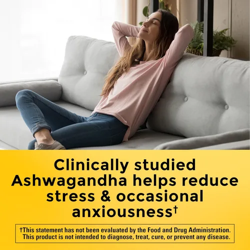 Vista 2 de Nature Made Ashwagandha 125 mg, suplemento dietético para apoyo al estrés, 60 cápsulas, suministro para 60 días