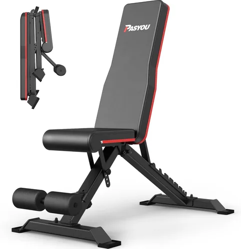 Vista 10 de PASYOU Adjustable Weight Bench for Home Gym, Foldable Workout Benches with 660LBS, Exercise Bench for Incline Decline Flat Bench Press, Foldable