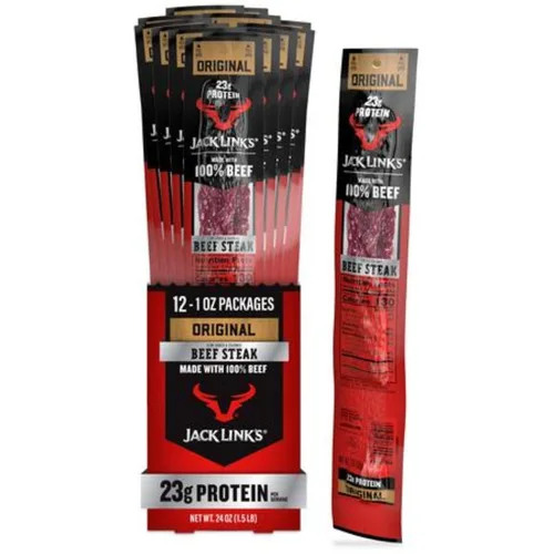 Jack Link's Carne de Res en Filete, Original - Snacks de Proteína, Snack de Carne con 23g de Proteína, Hecho con 100% Carne, Envase a Granel