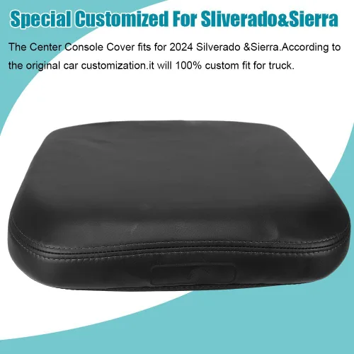 Vista 5 de LEXLEY Funda protectora de cuero para reposabrazos de consola central para Chevy Silverado y GMC Sierra 2500HD 3500HD 2024 2025, Silverado y Sierra