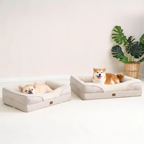 Vista 8 de EHEYCIGA Cama ortopédica para perros medianos, sofá de espuma viscoelástica de 30 x 20 x 6.5 pulgadas con lados, forro impermeable y funda extraíble
