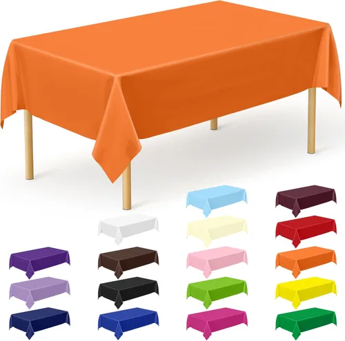 Vista 90 de 4 paquetes de manteles de plástico blanco, manteles desechables resistentes, 54 x 108 pulgadas, manteles de papel desechables para fiestas, limpieza