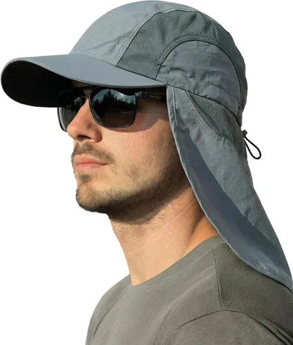 Vista 14 de Sombrero de sol para hombre con malla transpirable sombreros de sol para hombres sombrero de pesca Beige claro