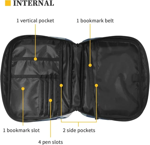 Vista 6 de Coldinair Funda de Biblia con estampado de camuflaje azul para hombres, mujeres y adolescentes, funda de transporte para libros, bolsa de iglesia