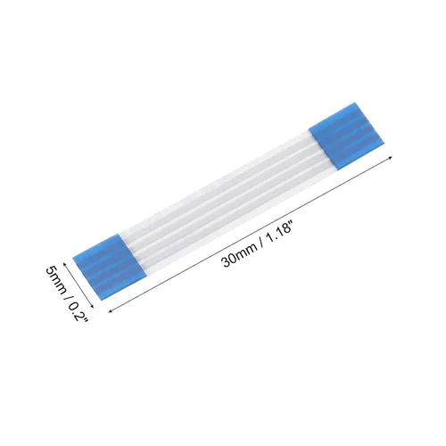 Vista 2 de uxcell Cable plano flexible, 30 mm, 1 mm de distancia entre conductores, 4 pines, cables FPC y FFC de cinta flexible para televisor LCD, audio