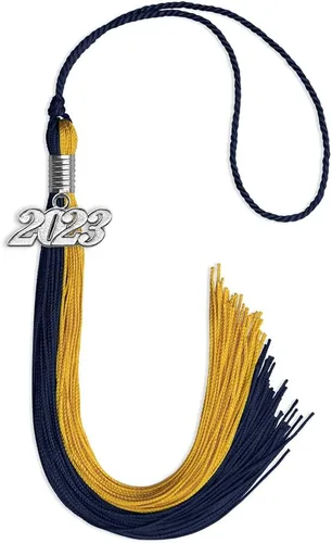 Vista 71 de Endea Graduation Borla de doble color con gota de fecha plateada (negro/oro antiguo, 2025)