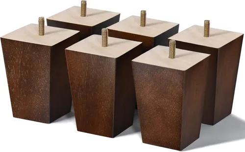 Vista 18 de AORYVIC Juego de 4 patas cuadradas para sofá, patas de repuesto de madera de 2 pulgadas para muebles, color marrón oscuro