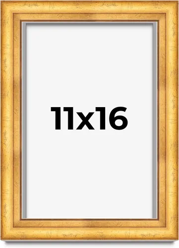 Vista 101 de Caja de sombra de 5 x 5 pulgadas, marco de exhibición biselado de hoja dorada Madera maciza 1.75 pulgadas de profundidad 1.75 pulgadas