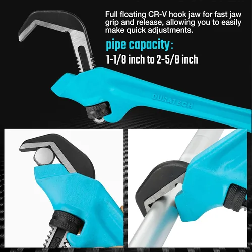 Vista 2 de DURATECH Llave hexagonal de 9-1/2 pulgadas con offset, llave hexagonal de tubo, mordaza en CR-V con gancho