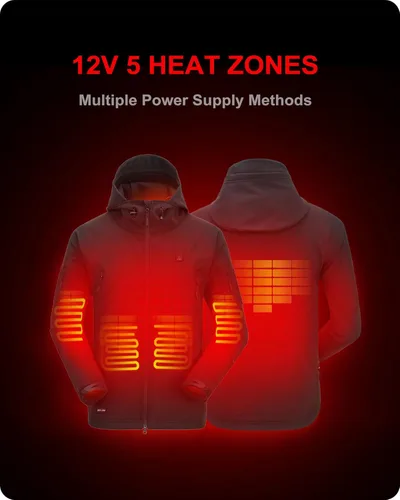 Vista 2 de DEWBU - Chaqueta térmica con batería de 12 V para invierno y exterior, con capa de calor eléctrica