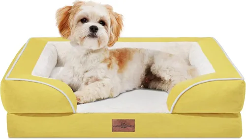 Vista 114 de Comfort Expression - Cama ortopédica para perros pequeños, 20 x 14 pulgadas, cama impermeable y de apoyo de espuma con cojines removibles, sofá