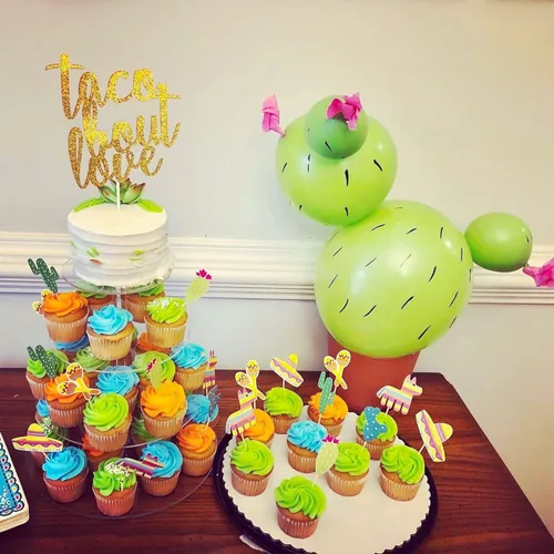Vista 3 de JeVenis 42 piezas de decoración de fiesta para cupcakes, decoración de fiesta de cactus, decoración de tartas de llama, decoración de cupcakes