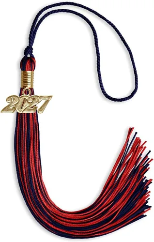 Vista 81 de Endea Graduation - Borla de doble color mixto con fecha dorada (negro/dorado antiguo, 2021)