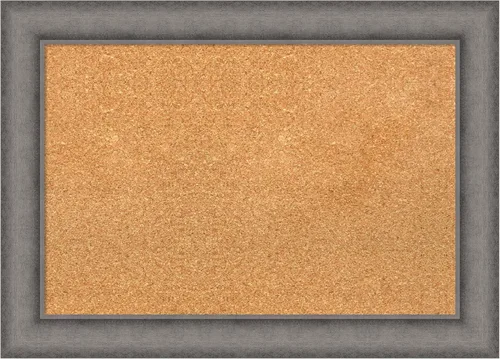 Vista 16 de Amanti Art Natural Cork Board for Wall, 18x24 Vision Board with Grey Wood Frame, Small Corkboard Office Decor for Home Organization, Country Rustic