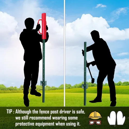 Vista 4 de Gtongoko Poste en T de 18 libras con asas, poste de valla resistente, para postes en T, canal U, poste de metal y poste de señal, herramienta