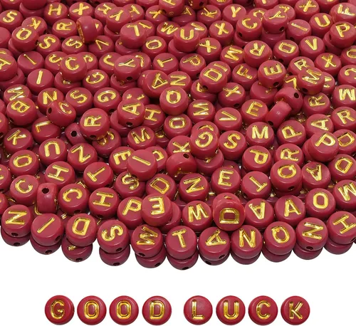 Vista 13 de Amaney - 1000 cuentas redondas de acrílico blanco de 0.236 x 0.186 pulgadas con letras del alfabeto de oro rosa para hacer joyas