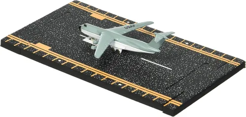 Vista 2 de Hot Wings Planes C-5 Galaxy with Connectible Runway Die Cast Plane,Green