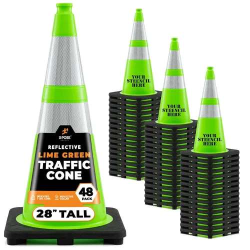 Vista 115 de Xpose Safety Conos de tráfico naranjas de 28 pulgadas con collares de 6 y 4 pulgadas, 1 paquete – Cono de seguridad de plástico PVC multiusos