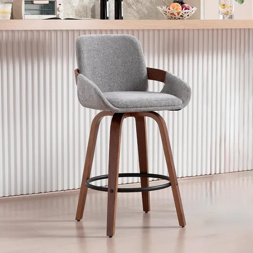Vista 13 de VipDesk - Taburetes de bar giratorios, taburetes de bar de 26" de altura de mostrador con respaldo y brazos, sillas de bar tapizadas modernas