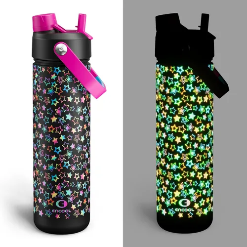 Vista 88 de Botella de agua aislada con popote para niños, botella de agua de acero inoxidable de 12 onzas con boquilla doble, a prueba de fugas, sin BPA, al