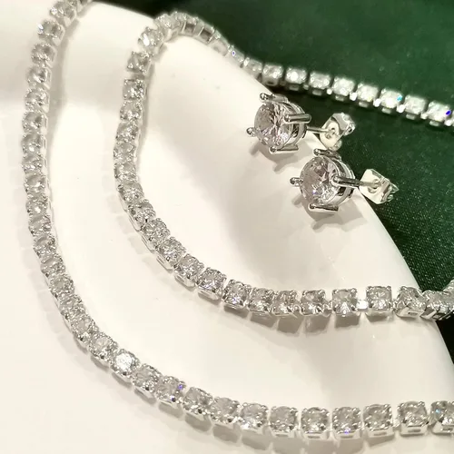 Vista 7 de Collar de tenis para mujer, oro de 14 quilates, plata de ley, delicado collar de gargantilla, pulsera de cristal para hombresadolescentes, joyería