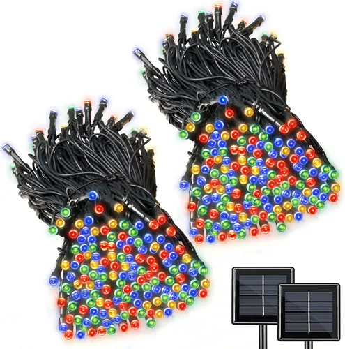 Vista 15 de Paquete de 2 tiras de luces solares superlargas en total de 170 pies, 480 LED, 8 modos mejorados, funciona con energía solar, impermeable, luces