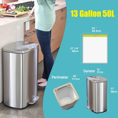 Vista 7 de Bolsas de basura con cordón de cocina fuertes y altas, forros grandes para cubos de basura, 13 galones, sin perfume, 50