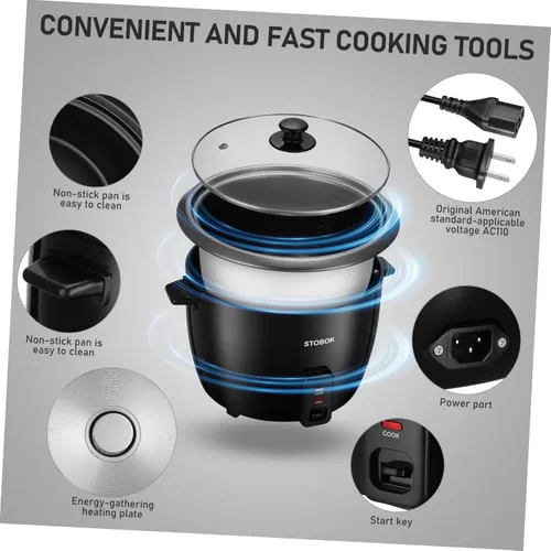 Vista 9 de NUOBESTY Arrocera eléctrica compacta con tapa transparente que ahorra espacio, olla de guiso doméstica para gachas de arroz y cocción eficiente