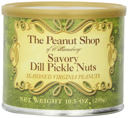 Vista 2 de The Peanut Shop of Williamsburg Savory Dill Pickle Nuts, lata de 10.5 onzas