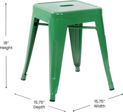 Vista 77 de Flash Furniture Taburete de metal para mesa de comedor, taburete de grado comercial Kai morado sin espalda, silla de comedor apilable de 18