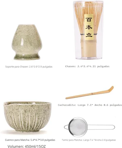 Vista 7 de TANG PIN Juego de matcha premium – Kit tradicional japonés de fabricación de matcha con cuenco de boquilla (chawan), batidor de bambú (Chasen)