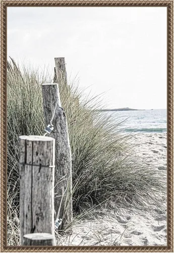 Amanti Art Framed Canvas Wall Art 23x16 Coastal Beach V by Incado, Framed Wall Art Canvas, Beach Artwork, Traditional Decor, Medium Poster Painting