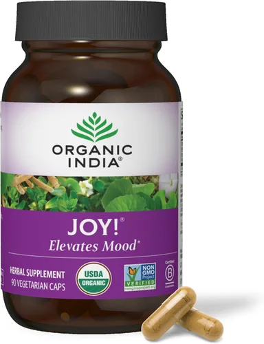 ORGANIC INDIA Joy Suplemento de hierbas – Apoyo inmunológico, promueve la memoria y la concentración, vegano, sin gluten, Kosher, certificado