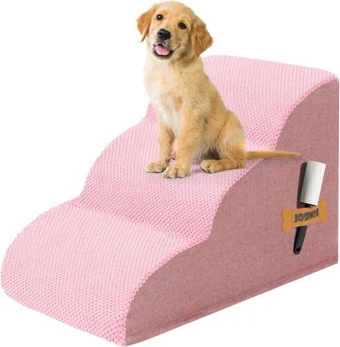 Vista 25 de Escaleras para perros Romrol, rampa para camas y sofás, escalones extra anchos para mascotas con cubierta duradera impermeable y antideslizante