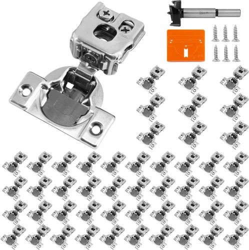 Vista 24 de Bisagras de gabinete de 1 pulgada de superposición con cierre suave, 2 paquetes de bisagras de cierre lento y suave para gabinetes de cocina