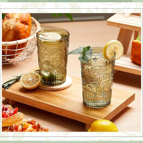 Vista 4 de 24 vasos de plástico vintage para agua potable de 16 onzas, a Verde