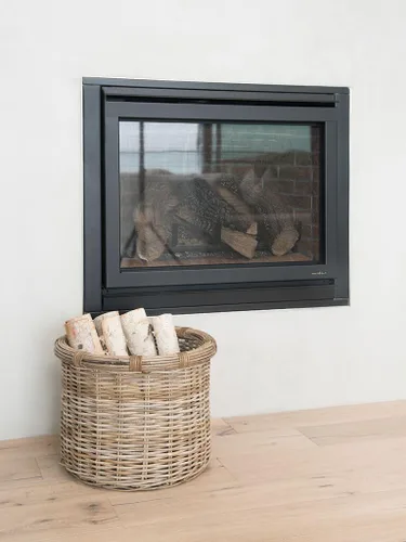 Vista 3 de KOUBOO Rattan Kobo - Cesta redonda para troncos y almacenamiento, gris-marrón