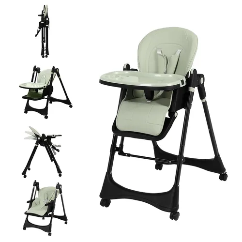 Silla alta convertible 6 en 1 con balancín | Silla alta de bebé para recién nacidos a niños pequeños (0-3 años) | Ajustable, plegable y fácil de