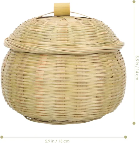 Vista 7 de HEMOTON Cesta tejida multifunción con cubierta para almacenamiento, organización del hogar y artesanía de diseño del hogar