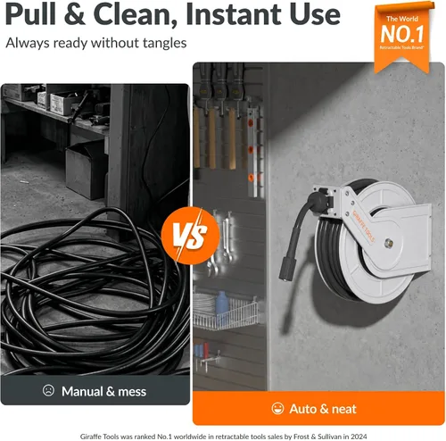 Vista 6 de Giraffe Tools Carrete de manguera para lavadora a presión de 65 pies, 3200 PSI
