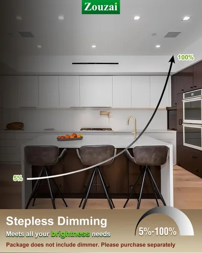 Vista 4 de zouzai Luz empotrable LED cuadrada de 4 pulgadas para cortes redondos, ultrafina 5CCT seleccionable y regulable con caja de conexiones, certificado