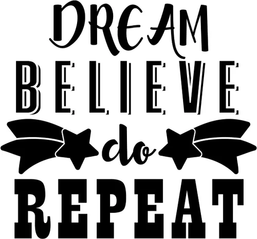 VWAQ Dream Believe Do Repeat Motivational Wall Decal (12" H X 13" W, Black)