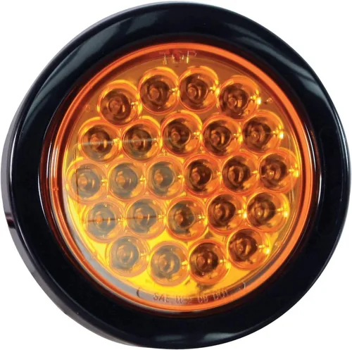 Vista 2 de All Star Truck Parts Luz de estrobo LED ámbar de 4" redonda empotrada, 24 LED DOT/SAE aprobado y marcado, impermeable, luz de estrobo súper