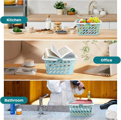 Vista 3 de Toddmomy Cesta de comestibles para niños con asas, cesta de la compra para juguetes para niños, mini juguetes de compras para fiestas