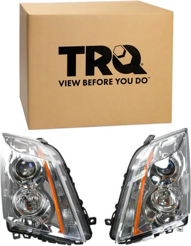 Vista 515 de TRQ Juego de Conjunto de Ensamble de Faros de 2 Piezas de Desempeño Halógeno con Marco Cromado Conductor y Lado del Pasajero Compatible con Mercedes