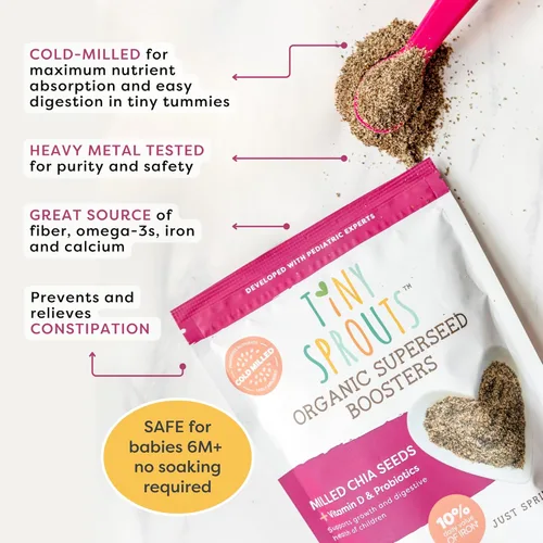 Vista 6 de Tiny Sprouts - Paquete de semillas de lino molidas orgánicas y semillas de chía molidas + probiótico de porción completa + refuerzo de supersemillas