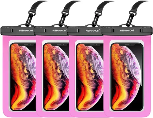 Vista 23 de Paquete de 4 bolsas flotantes impermeables para teléfono, protector flotante transparente con cordón, funda universal grande flotante a prueba