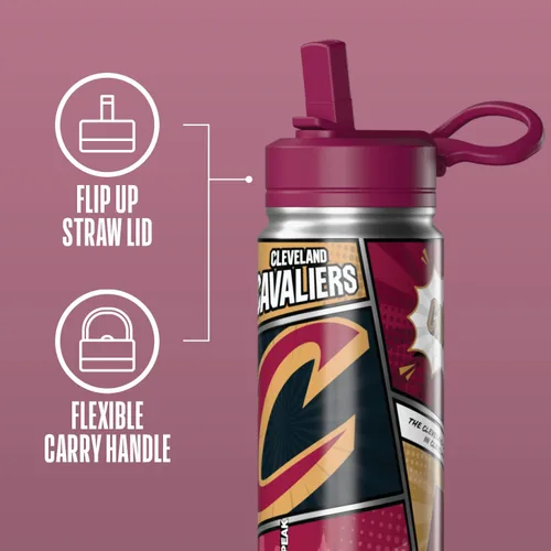 Vista 116 de Hydrapeak x NBA Los Angeles Lakers Botella de agua de 591 ml de acero inoxidable, botella deportiva con doble pared aislada con licencia